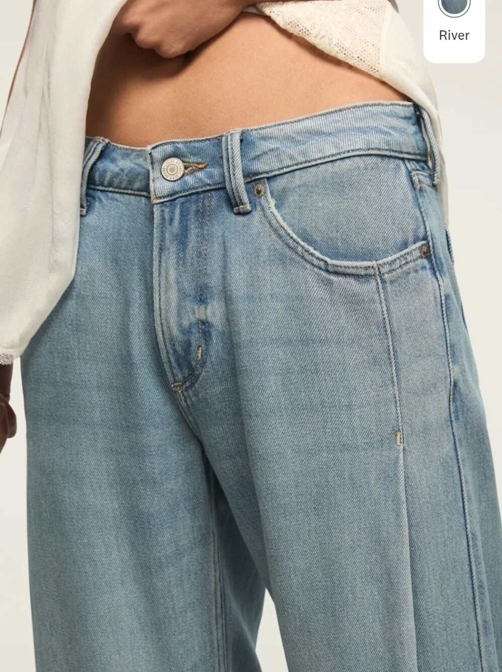 NWT Lucky Brand Tencel Lyocell Pleated Liquid Denim Luxe Palazzo Jeans Wide Leg - Picture 7 of 12